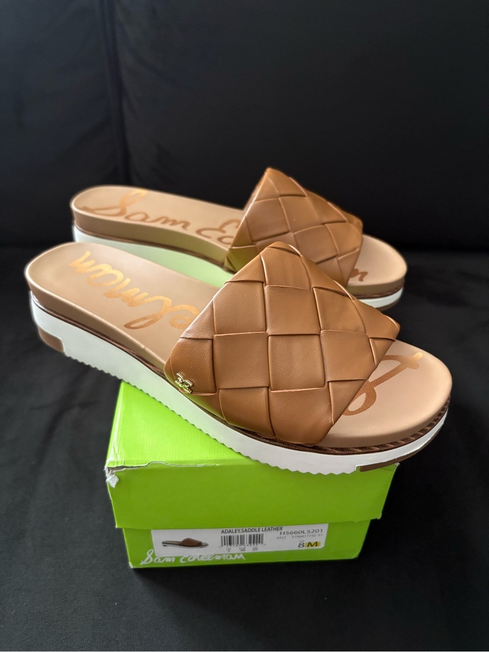 Sam Edelman Tan Woven Leather Slide Sandals - Women's - Picture 2 of 6